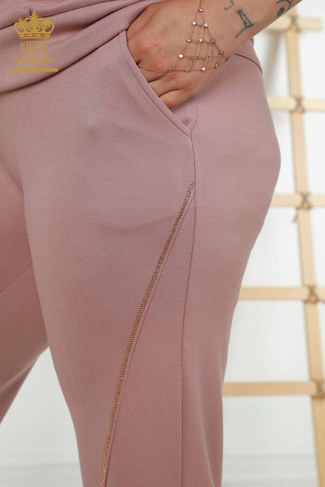 All'ingrosso Set tuta da donna - con cerniera - pietra ricamata - rosa - 20411 | KAZEE - 9