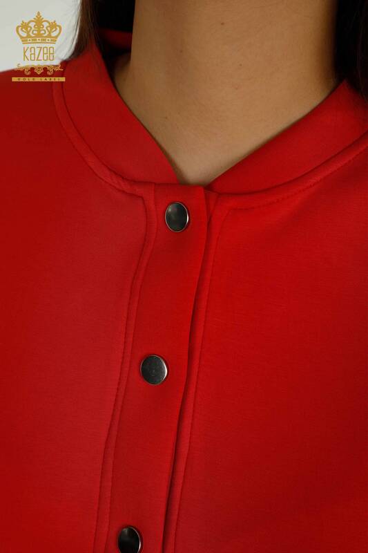 All'ingrosso Set di tute da donna - Dettagli sui bottoni - Rosso - 17624 | KAZEE
