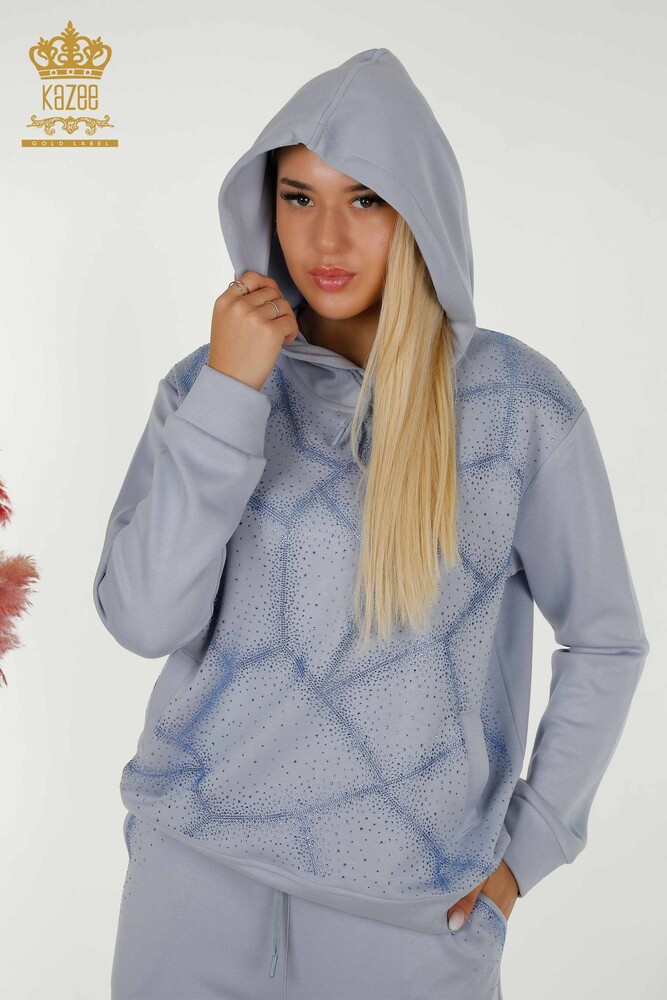 All'ingrosso Set tute da donna - Cristallo Pietra ricamata - Blu - 17557 | KAZEE - 3