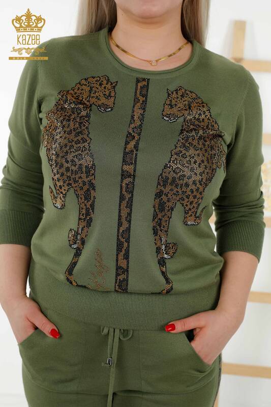 All'ingrosso Set tuta da donna Leopardato motivo - cachi - 16521 | KAZEE