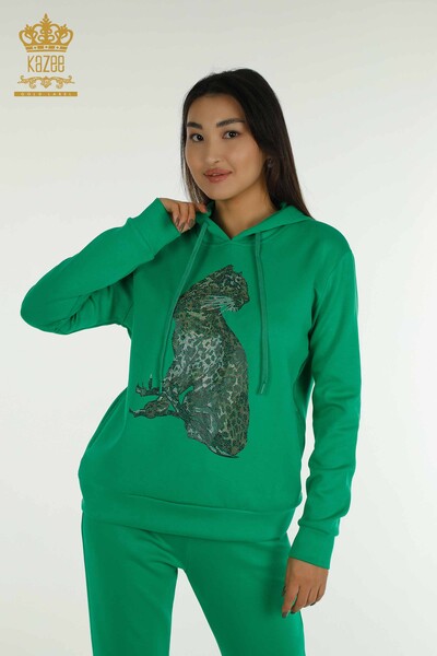 All'ingrosso Set di tute da donna - Motivo leopardato - Verde - 17580 | KAZEE - Thumbnail