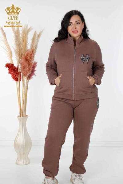 Set tuta da donna all'ingrosso - Angelo Modello con ali - Marrone - 17466 | KAZEE 