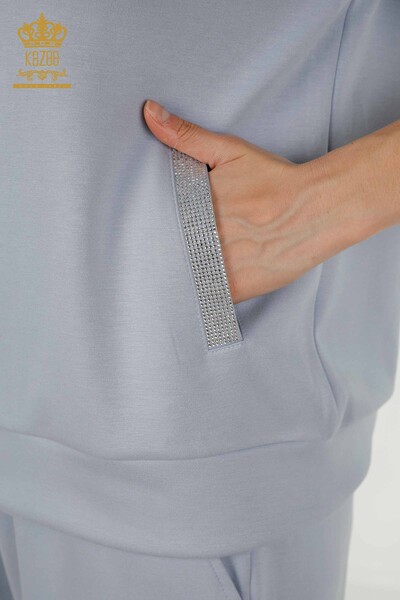 All'ingrosso Set tuta da donna - Pietra ricamata - Blu - 17549 | KAZEE - 9
