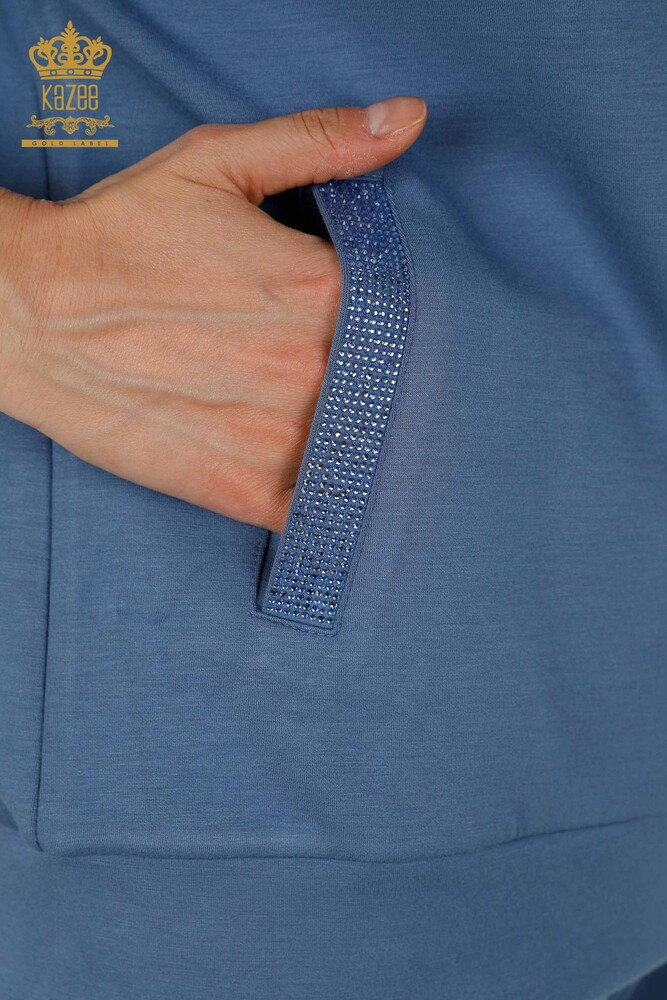 All'ingrosso Set tuta da donna - pietra ricamata - indaco - 17549 | KAZEE - 8