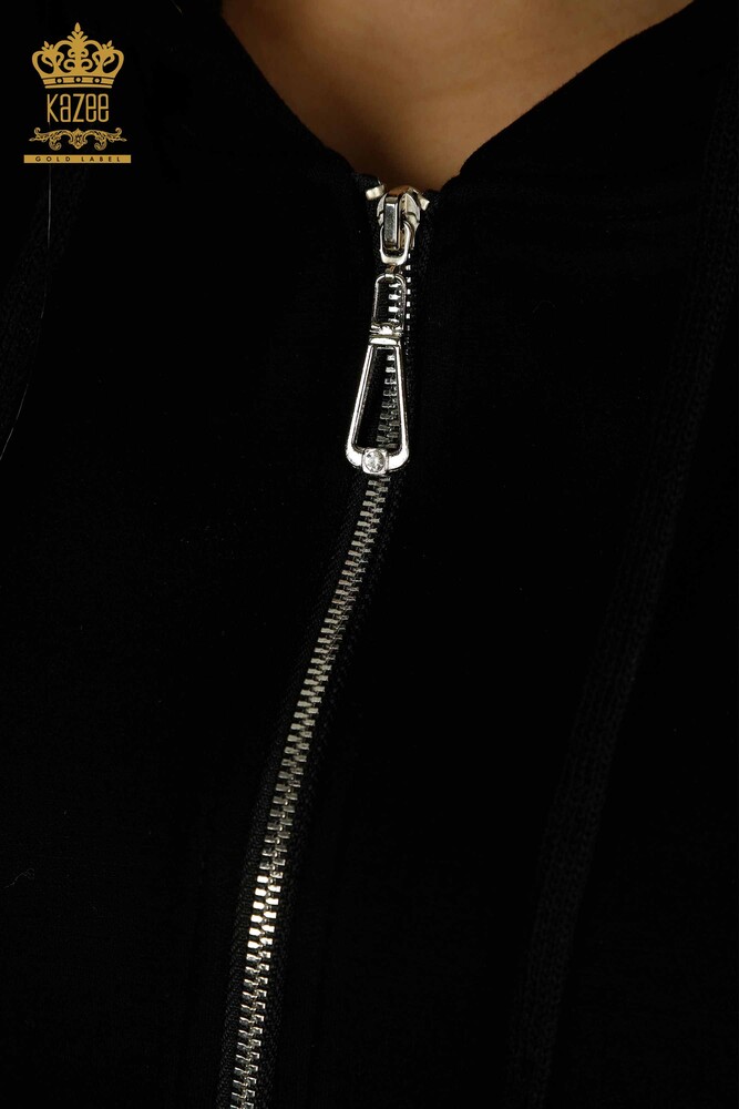 All'ingrosso Set di tute da donna - Pietra ricamata - Nero - 17638 | KAZEE - 5