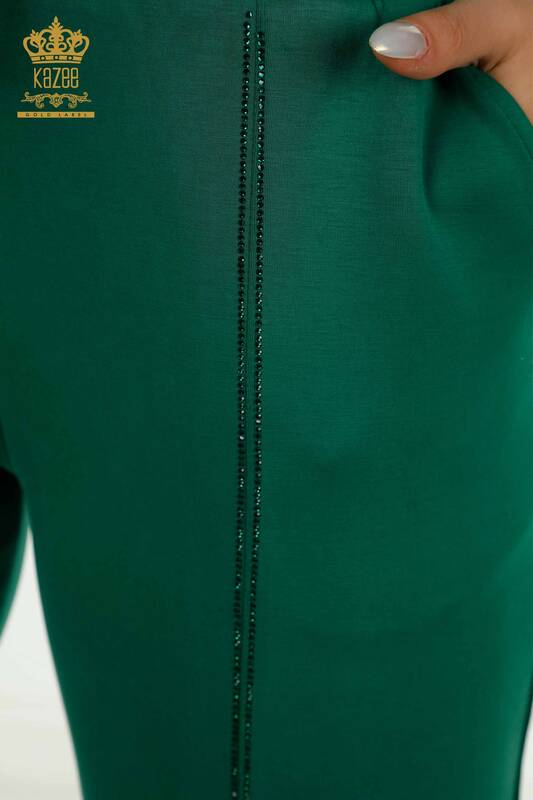 All'ingrosso Set di tute da donna - Pietra ricamata - Verde - 17628 | KAZEE