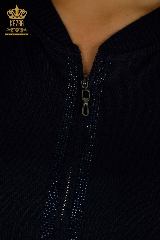 All'ingrosso Set di tute da donna - Ricamo in pietra - Blu navy - 16662 | KAZEE - 5