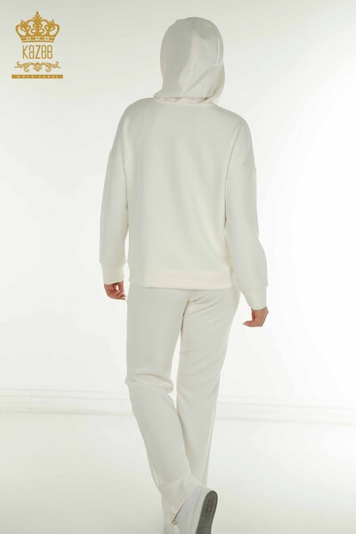 All'ingrosso Set di tute da donna - Con cappuccio - Con tasche - Ecru - 17627 | KAZEE - 10