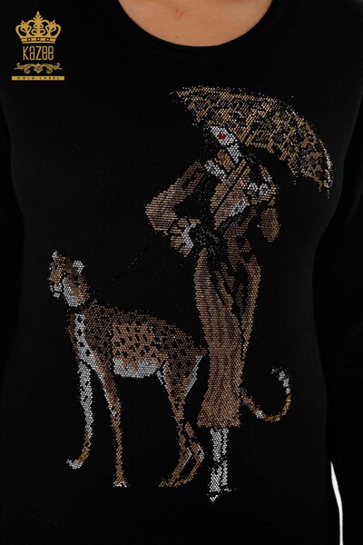 All'ingrosso Set tuta da donna - Tasche - Modellato - Leopardo Pietra ricamata - 16507 | KAZEE - Thumbnail