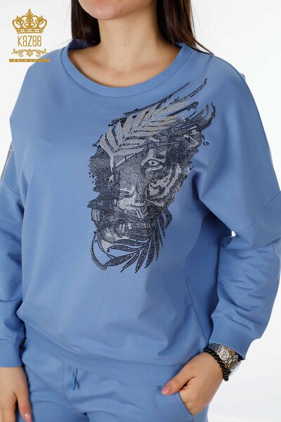 All'ingrosso Set tuta da donna - Tigre dettaglio - blu - 17459 | KAZEE - 3