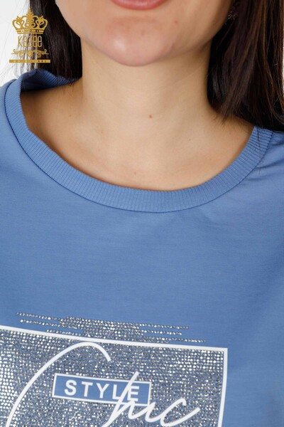 All'ingrosso Set tuta da donna - Cristallo Pietra ricamata - Blu - 17461 | KAZEE - 5