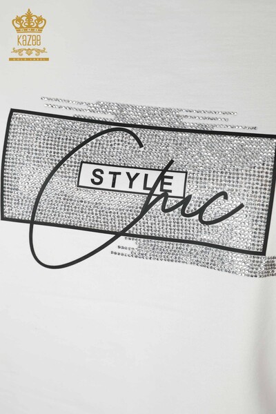 All'ingrosso Set tuta da donna - Cristallo Pietra ricamata - Ecru - 17461 | KAZEE - 4