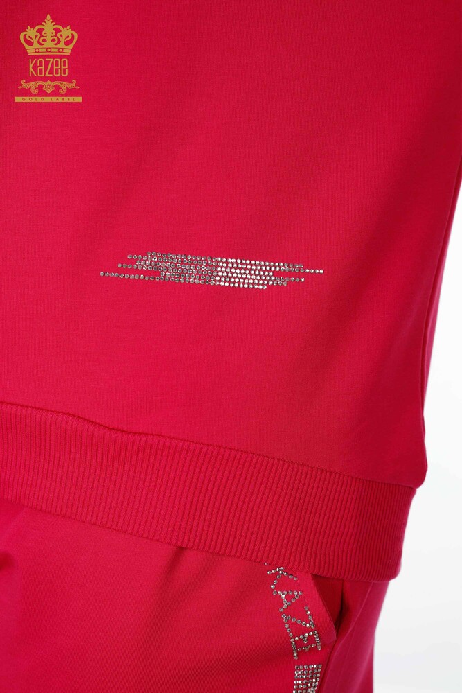 All'ingrosso Set tuta da donna - Cristallo Pietra ricamata - Fucsia - 17461 | KAZEE - 6