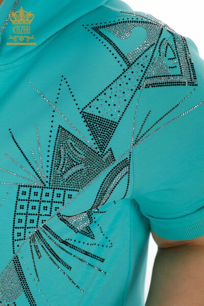 All'ingrosso Set tuta da donna - Pietra ricamata - Azzurro - 17395 | KAZEE - 4