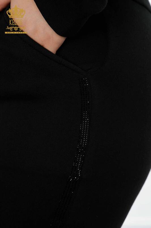 Set tuta da donna all'ingrosso - stampato - tasca - nero - 17296 | KAZEE
