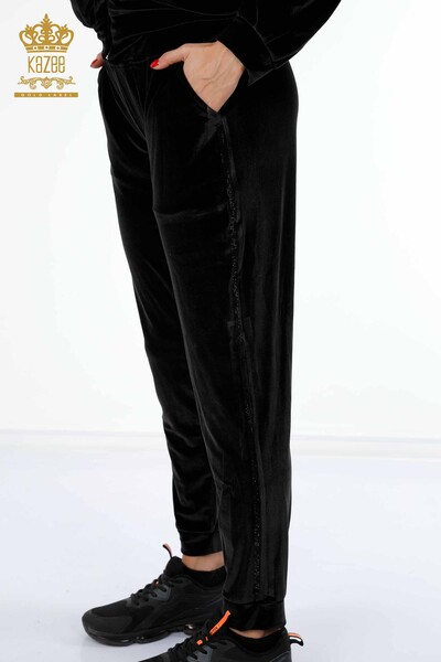 Ingrosso Donna Set tuta in pelle - Cristal Pietra ricamate - Modellato - Cerniera - 17357 | KAZEE - Thumbnail