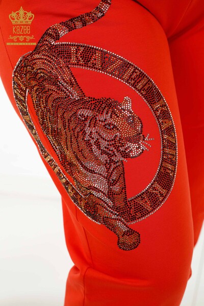 Set tuta da donna all'ingrosso - motivo tigre - arancione - 17495 | KAZEE - Thumbnail