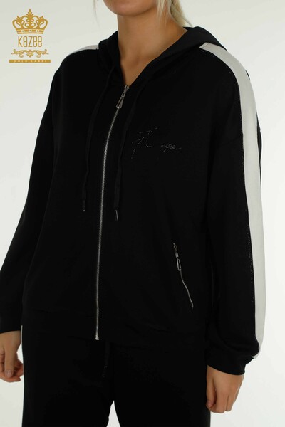 All'ingrosso Set di tute da donna - Due colori - Con cappuccio - Nero Ecru - 17554 | KAZEE - 4