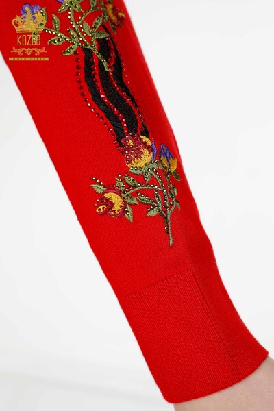 Set di tute da donna all'ingrosso Motivo floreale colorato Rosso - 16528 | KAZEE - Thumbnail