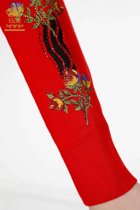 Set di tute da donna all'ingrosso Motivo floreale colorato Rosso - 16528 | KAZEE