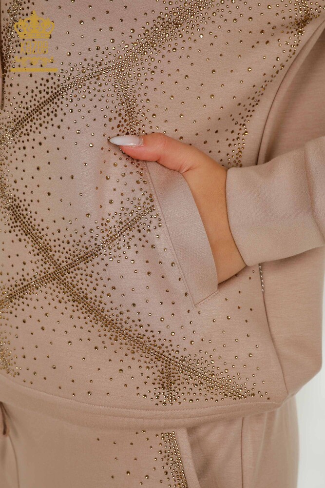 All'ingrosso Set tute da donna - Cristallo Pietra ricamata - Visone - 17557 | KAZEE - 8