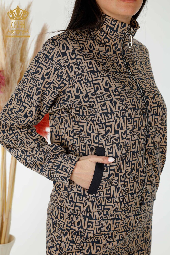 Set tuta da donna all'ingrosso motivo misto visone blu navy - 17433 | KAZEE - 5