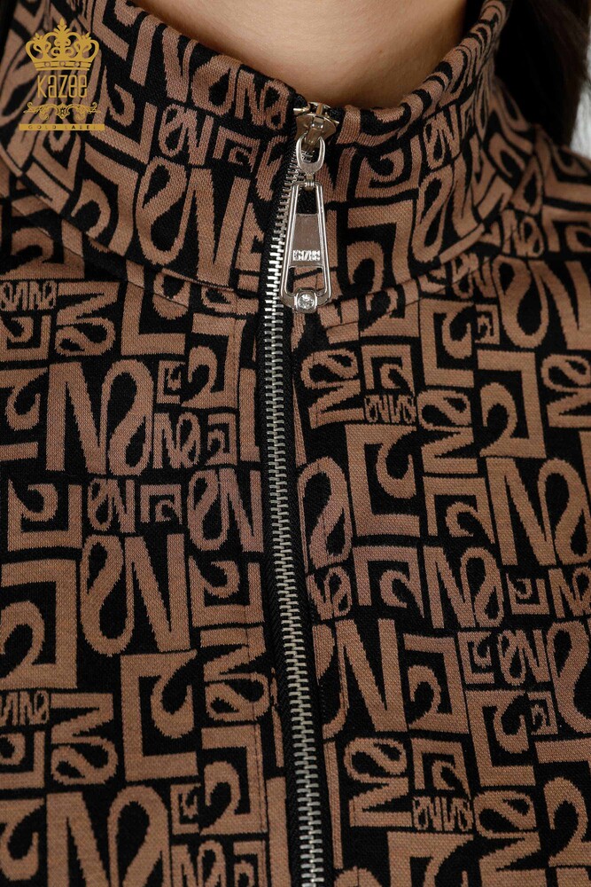 Set tuta da donna all'ingrosso motivo misto visone nero - 17433 | KAZEE - 4