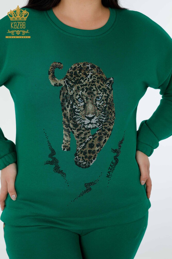 Set tuta da donna all'ingrosso motivo tigre verde - 17473 | KAZEE - 3