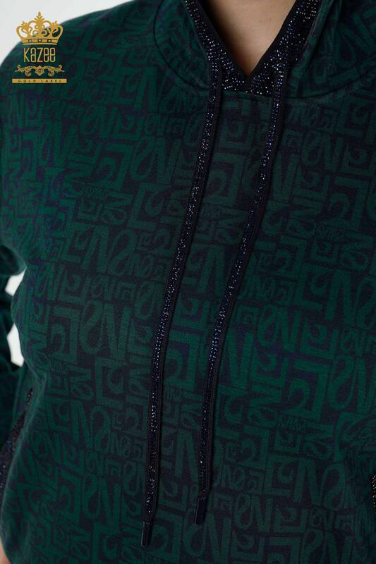 Set di tute da donna all'ingrosso motivo misto blu navy verde - 17445 | KAZEE