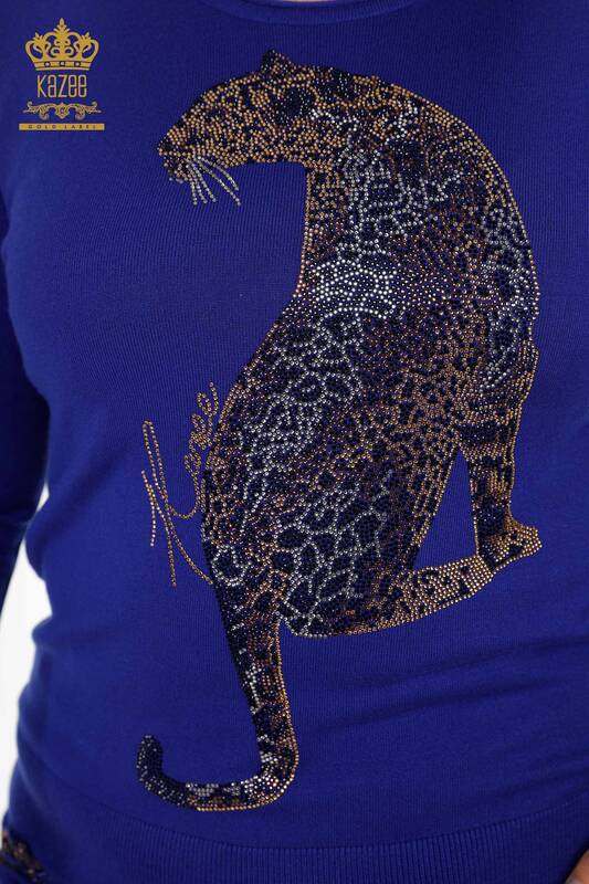 Set tuta da donna all'ingrosso - motivo tigre blu scuro - 16523 | KAZEE