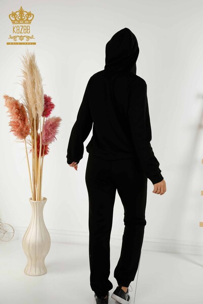 All'ingrosso Set di tute da donna - Pietra ricamata - Nero - 17592 | KAZEE - 10