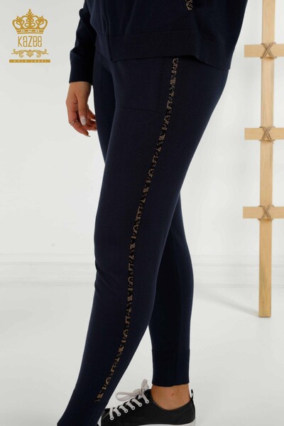 All'ingrosso Set di tute da donna - Pietra ricamata - Blu navy - 16677 | KAZEE - 6