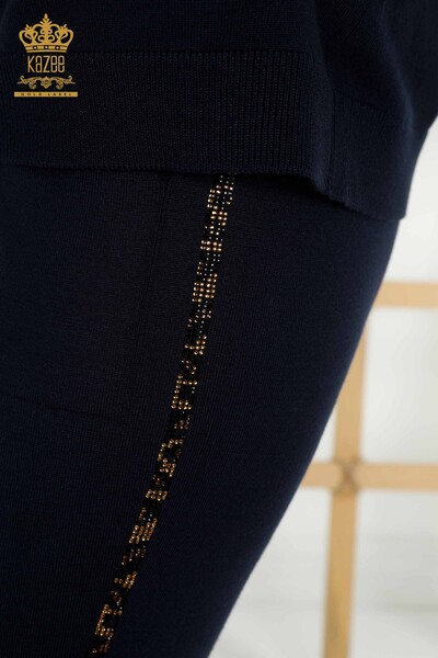All'ingrosso Set di tute da donna - Pietra ricamata - Blu navy - 16677 | KAZEE - 7