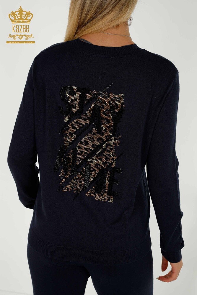 All'ingrosso Set di tute da donna - Pietra ricamata - Blu navy - 16677 | KAZEE - 10