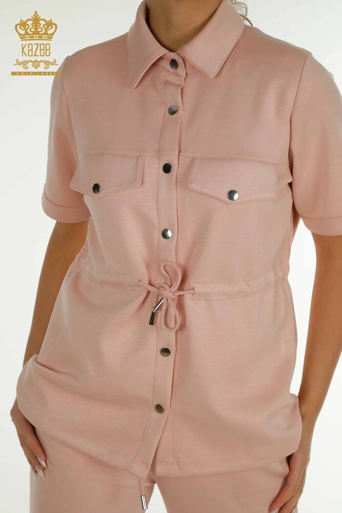 All'ingrosso Set di tute triple da donna - Bottoni dettagliati - Polvere - 17633 | KAZEE - 6