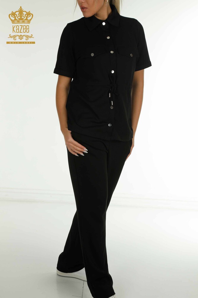 All'ingrosso Set di tute triple da donna - Bottoni Dettagli - Nero - 17633 | KAZEE - 4