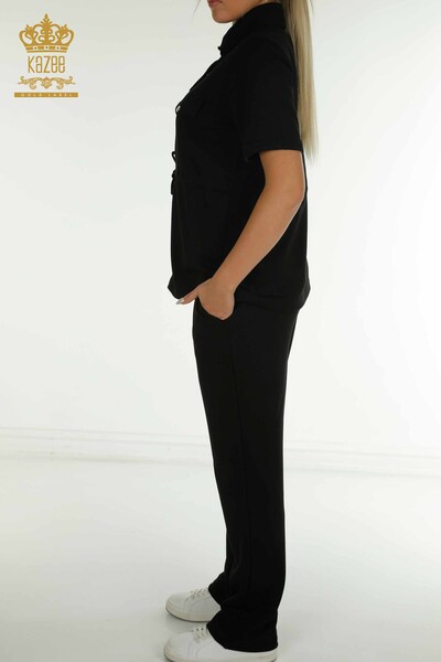 All'ingrosso Set di tute triple da donna - Bottoni Dettagli - Nero - 17633 | KAZEE - 9