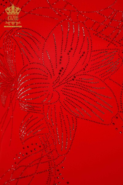 All'ingrosso Abito da donna motivo floreale rosso - 7733 | KAZEE - Thumbnail