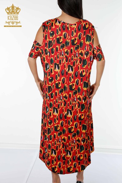 All'ingrosso Abito da donna colorato modello leopardo rosso - 77794 | KAZEE - Thumbnail