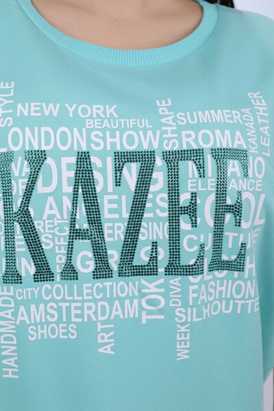 Tuta da donna all'ingrosso Set manica corta stampata Kazee - 17206 | KAZEE - Thumbnail