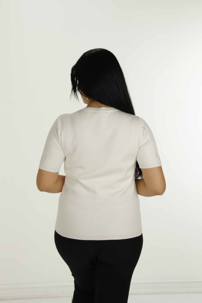 Jersey de punto con purpurina y manga corta con cuello redondo Crudo - 30714 | KAZEE - 7