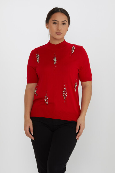 Jersey Punto Bordado Perlas Rojo - 16929 | KAZEE (Juego de 4 L-XL-2XL-3XL) 