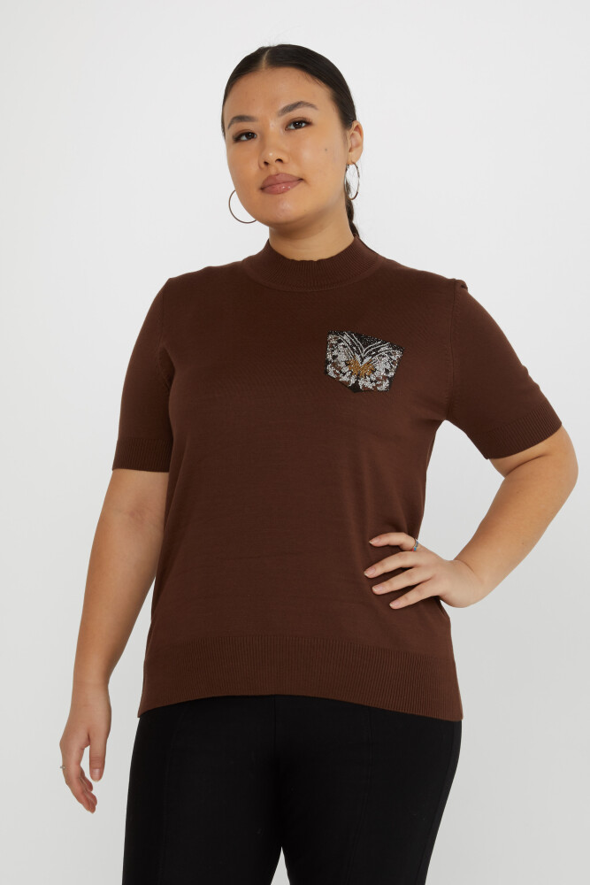 Jersey Punto Mariposa Bordado Piedra Marrón - 31552 | KAZEE (Juego de 3 M-L-XL) - 1