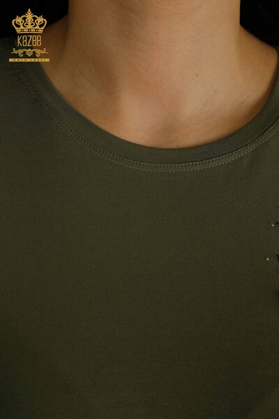 الجملة بلوزة نسائية مع تفاصيل جيب كاكي - 79477 | كازي - 4