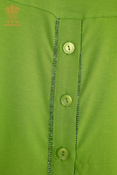الجملة بلوزة نسائية زر مفصلة الفستق الأخضر - 79297 | كازي - Thumbnail