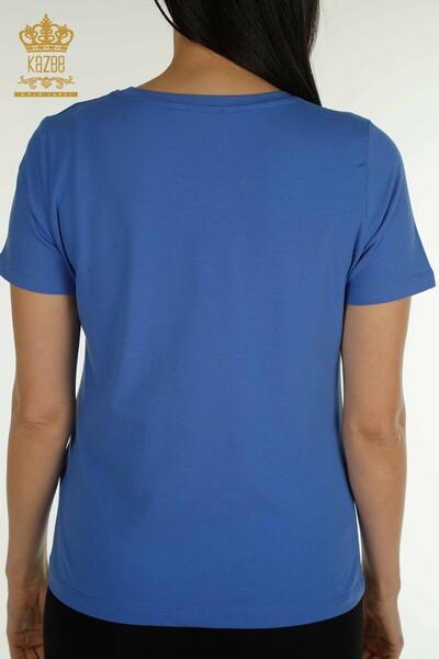 بلوزة نسائية بالجملة ساكس أساسي - 79562 | كازي - 6