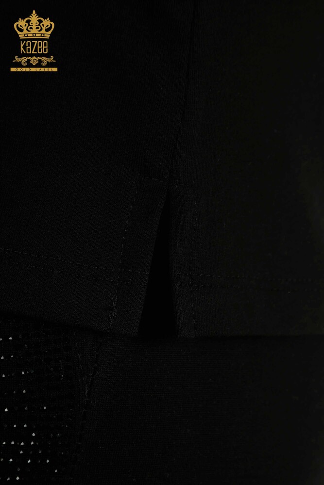 بلوزة نسائية بالجملة وردة مطرزة أسود - 79867 | كازي - 7