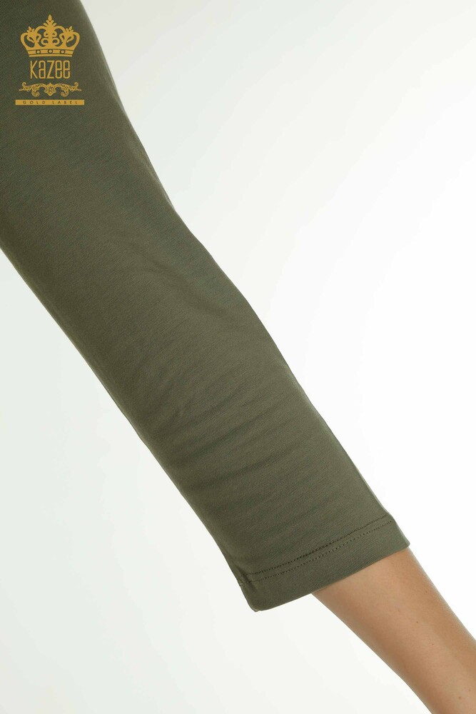 بلوزة نسائية بالجملة حجر مطرز كاكي - 79565 | كازي - 4