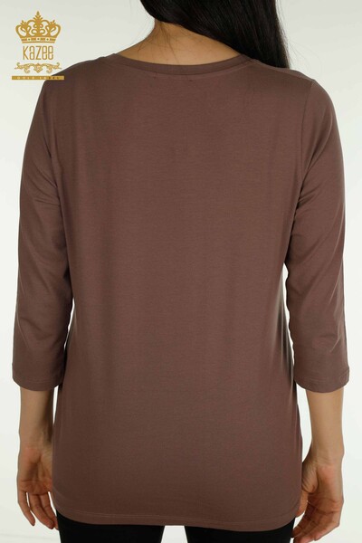 بلوزة نسائية بالجملة حجر مطرز بني - 79565 | كازي - 7