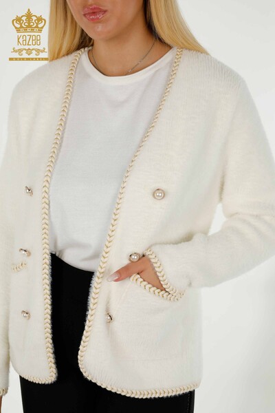 سترة نسائية بالجملة أنجورا جيب إكرو - 30263 | كازي - 3